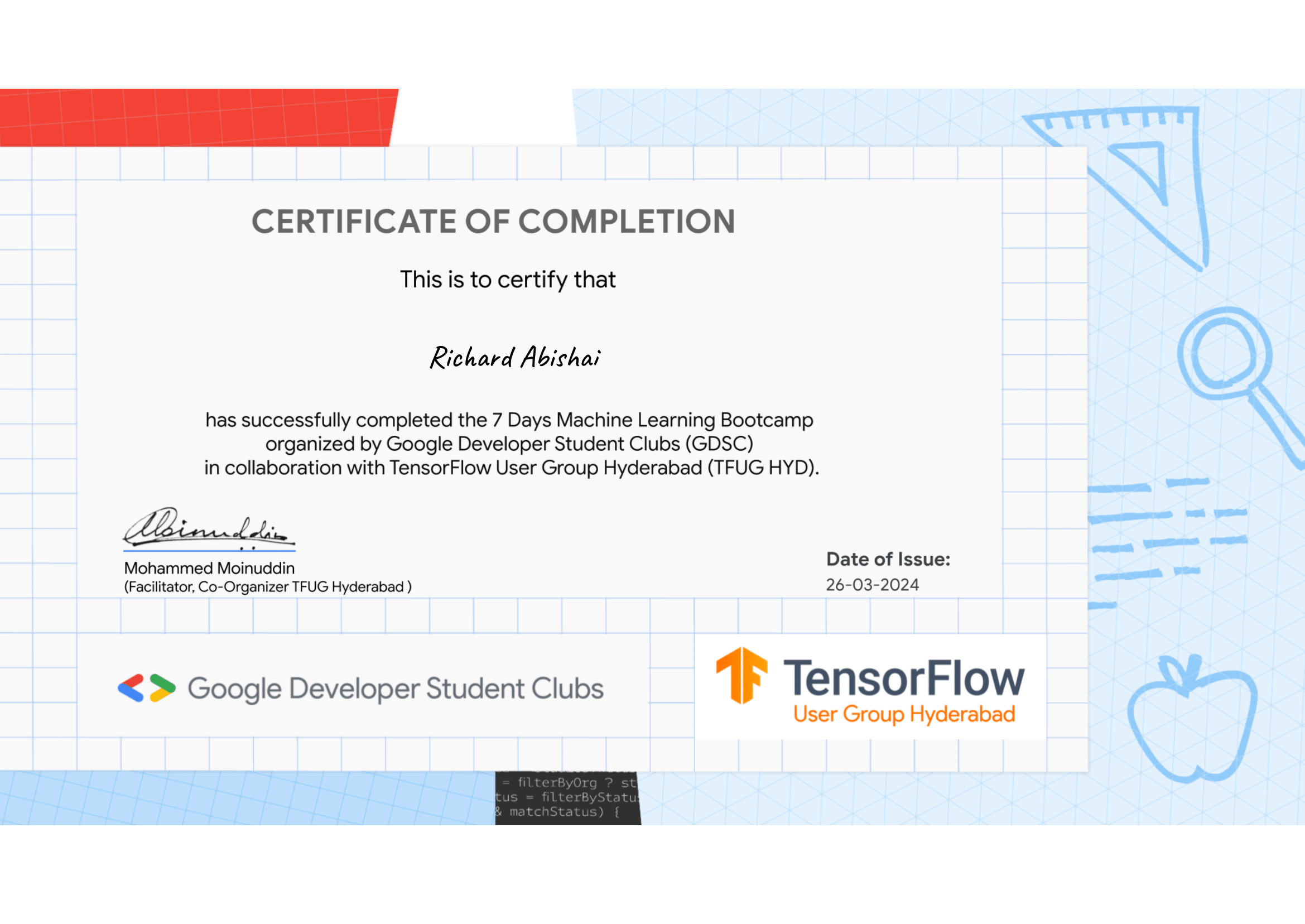 ML Bootcamp Certificate